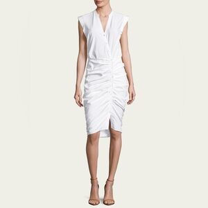 Veronica Beard Ruched Shirt Dress in White NEW